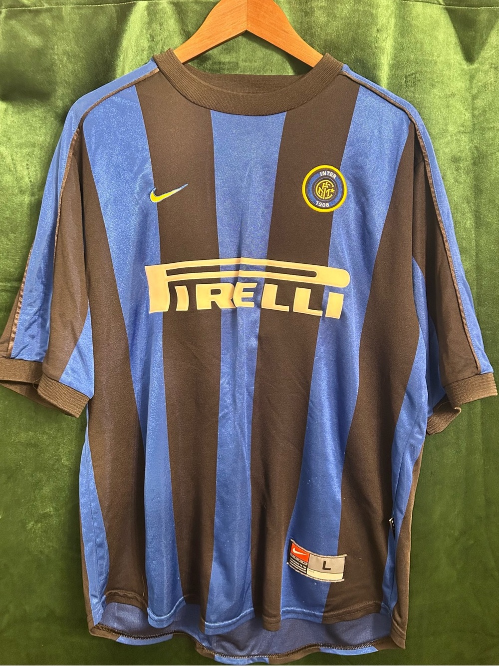 Nike 2001/02 Inter Milan Black and Blue Striped Jersey